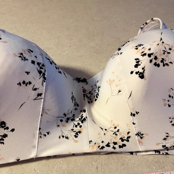 Cacique Women's Bra 44F Lightly Lined Full Coverage No-Wire White Floral - Picture 4 of 9